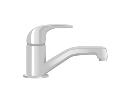 Stainless steel water tap faucet for bathroom in kitchen modern design vector illustration isolated on white background.