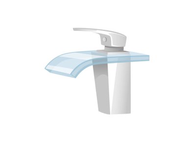 Mutfaktaki banyo için paslanmaz çelik musluk beyaz arka planda izole edilmiş modern tasarım vektör çizimi.