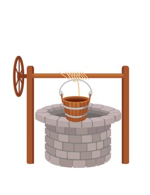 Beyaz arka planda izole edilmiş halat ortaçağ tasarım vektör çizimi ile taş iyi.