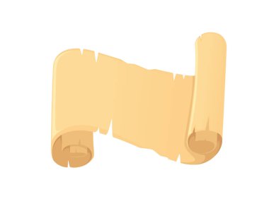 Beyaz arka planda izole edilmiş hasar vektör illüstrasyonlu Papirüs antik veya ortaçağ parşömeni.