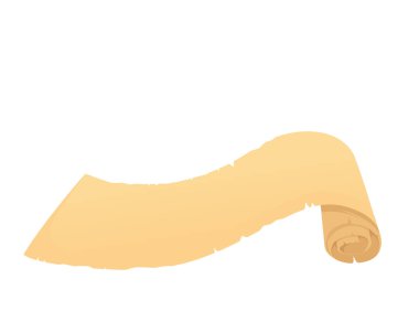 Beyaz arka planda izole edilmiş hasar vektör illüstrasyonlu Papirüs antik veya ortaçağ parşömeni.