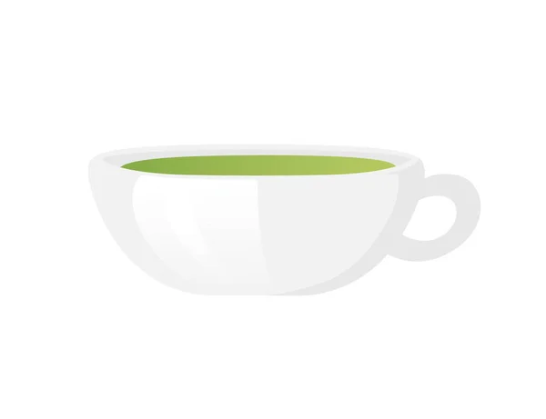 Matcha Tea Ceramic Cup Vector Illustration Isolated White Background — 스톡 벡터