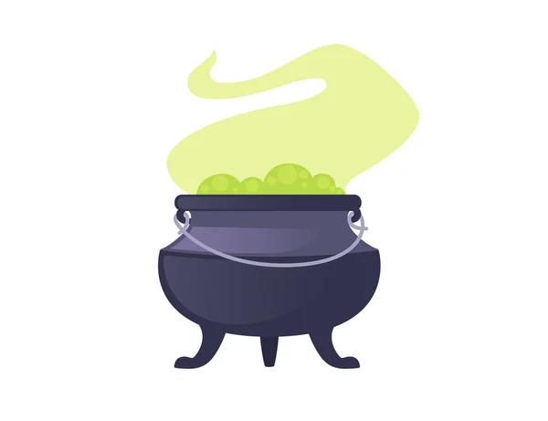 Black Cauldron Magic Potion Witchcrafting Magical Brew Vector Illustration Isolated — Stok Vektör