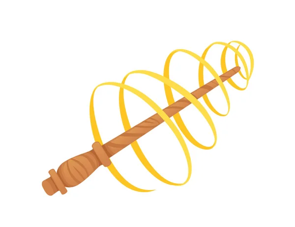 Wooden Magic Wand Magic Wand Swirl Effect Vector Illustration Isolated — Image vectorielle