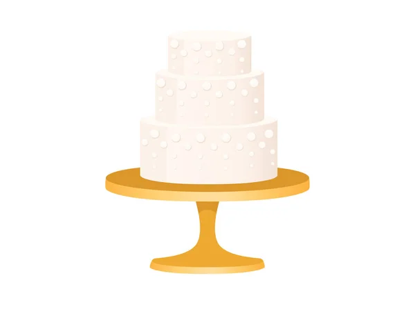 Wedding Cake Thee Levels Golden Stand Vector Illustration Isolated White — Διανυσματικό Αρχείο