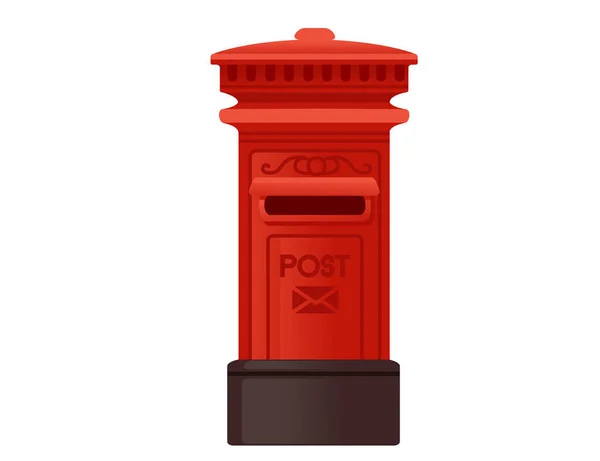 Red Classic Mailbox Stand Vector Illustration Isolated White Background — Stok Vektör