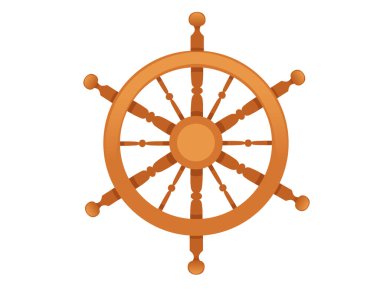 Wooden ship helm vector illustration isolated on white background.