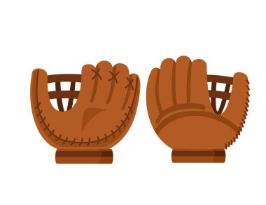Brown leather baseball glove vector illustration isolated on white background.