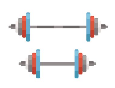 Two barbell dumbbell gym vector illustration isolated on white background.