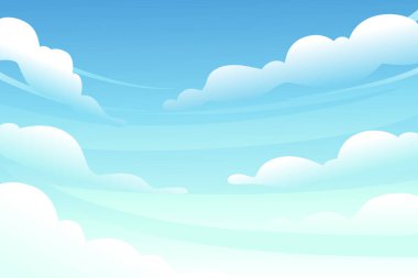 Dawn sky with clounds background daytime vector wide horizontal illustration.