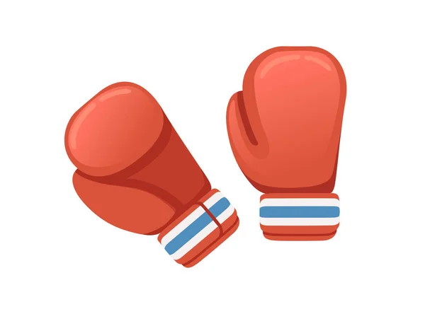 Red leather boxing gloves vector illustration isolated on white background.
