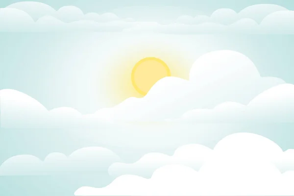 Sky with sun and cloud background daytime wide horizontal vector illustration.