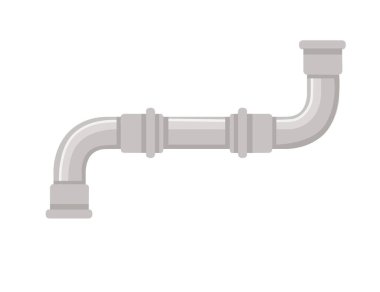 Su akışı için metal boru hattı beyaz arka planda izole edilmiş endüstriyel inşaat vektörü çizimi.