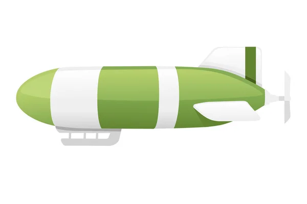 Ilustração Rígida Vetor Airship Cor Verde Comercial Isolada Fundo Branco — Vetor de Stock