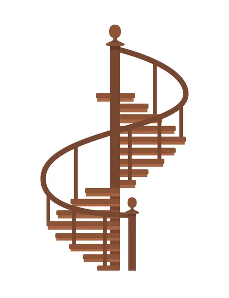 Escaleras Madera Espiral Construcción Interior Diseño Clásico Vector Ilustración Aislado — Archivo Imágenes Vectoriales