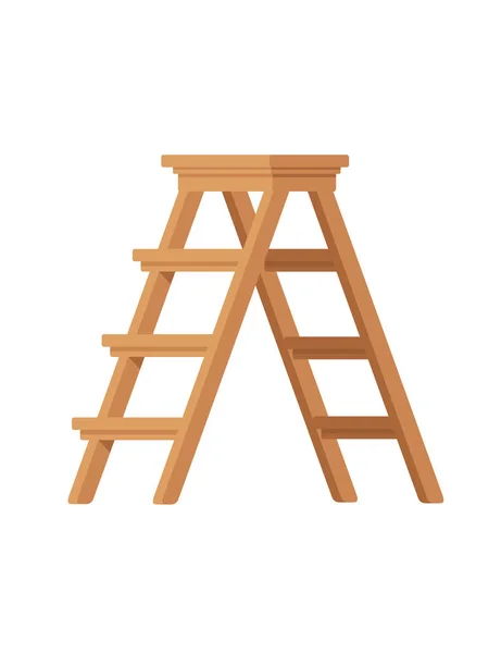Holz Tragbare Leiter Haushaltsgeräte Vektor Illustration Isoliert Auf Weißem Hintergrund — Stockvektor