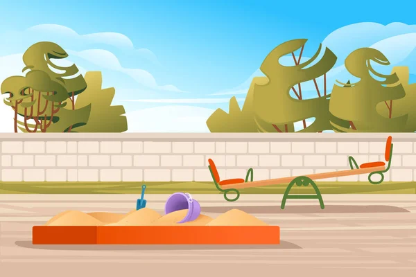 Aire Jeux Pour Enfants Dans Parc Public Avec Des Arbres — Image vectorielle