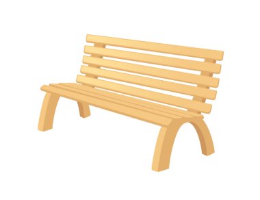 Bacakları açık ahşap bank mobilya vektör illüstrasyonu beyaz arka planda izole.