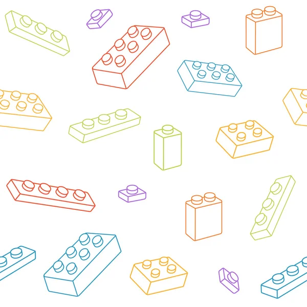 Безшовний Візерунок Кольорових Цегляних Блоків Іграшок Різних Розмірів Типів Векторні — стоковий вектор