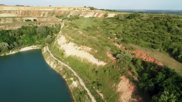 Een Groot Mooi Meer Van Turquoise Water Met Zandstranden Veel — Stockvideo