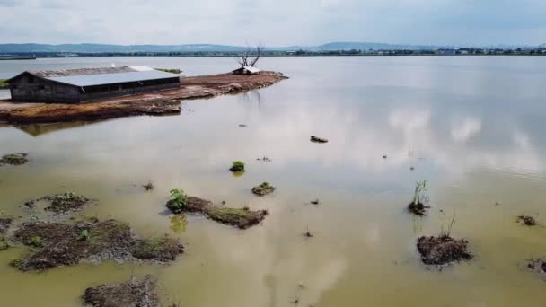 Opuštěná Stáj Ekologické Farmě Jezera — Stock video