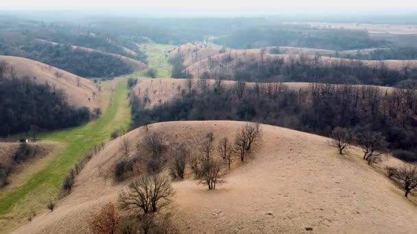 Úžasný Výhled Úzce Propojené Kopce Kde Lidé Pěší Túry Jezdit — Stock video