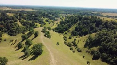 İnsanların yürüyüş yaptığı ve bisiklete bindiği yeşil tepelerin muhteşem manzarası. 18 numara.