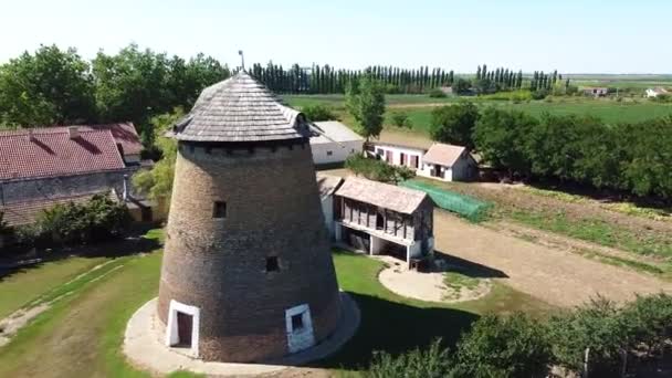 Viejos Molinos Viento Tomados Del Aire — Vídeo de stock