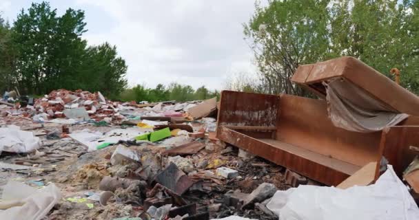 Wild Dump Center City Europe Made Various Types Garbage Various — ストック動画