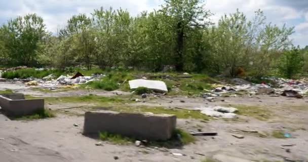 Déchets Laissés Dans Nature Extérieur Décharge Mettant Danger Nature — Video