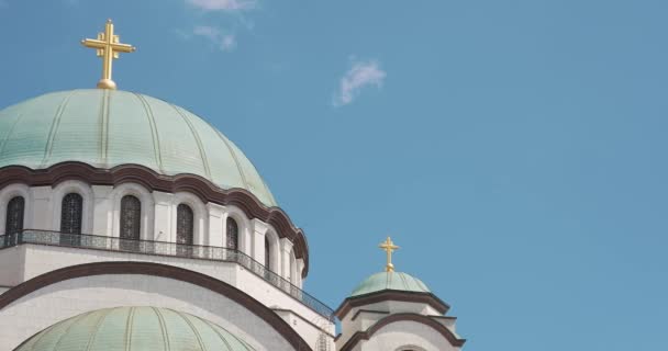 Large Orthodox Church Domes Golden Cross — Video