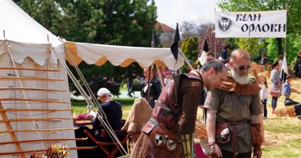 Μεσαιωνικός Πολεμικός Εξοπλισμός Για Μάχη — Αρχείο Βίντεο