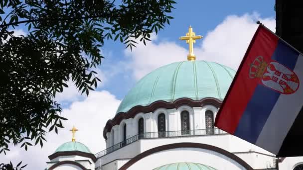 Serbian Orthodox Church Serbian Flag — ストック動画
