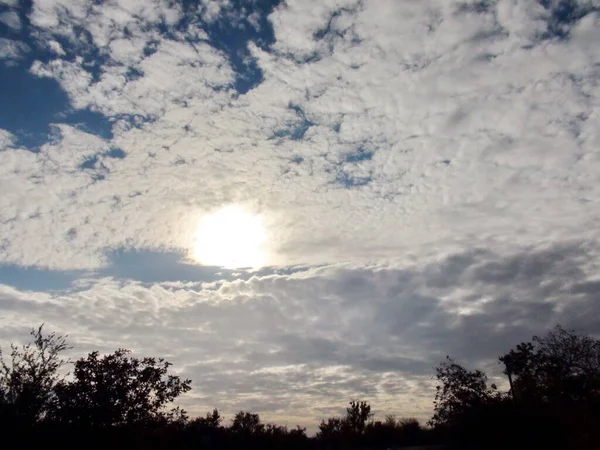 Looking Amazing Picture Created Clouds Blue Canvas — Photo