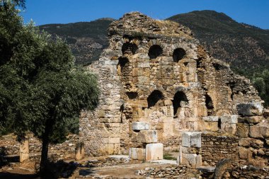 Sultanhisar, Aydın, Türkiye - Eylül 2016: Antik Nysa kentindeki kütüphane