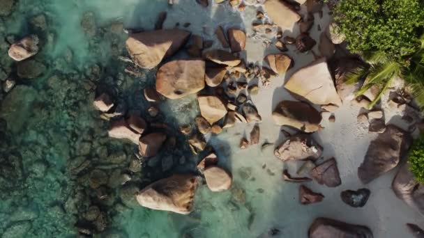 Playa con piedras en Seychelles — Vídeos de Stock