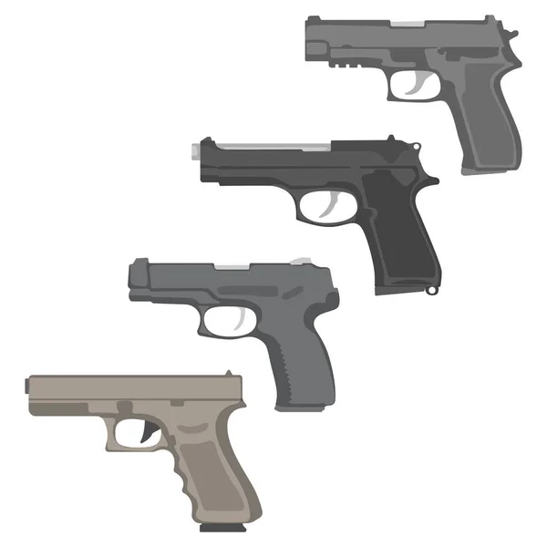 Conjunto Combate Militar Moderno Pistolas Policiais Beretta Glock 443 Sig —  Vetores de Stock