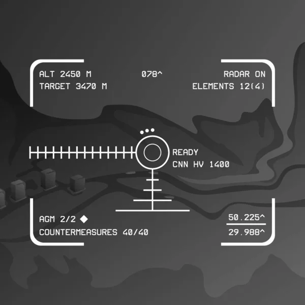 虚构战斗无人机与热成像器的接口 — 图库矢量图片
