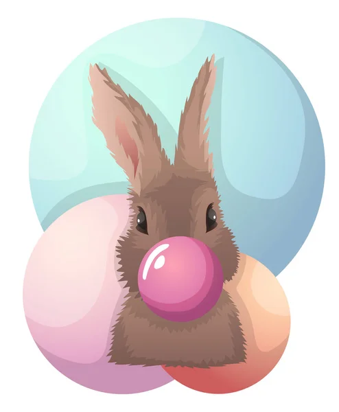 Realistic Funny Easter Bunny Chewing Gum — Stock Vector