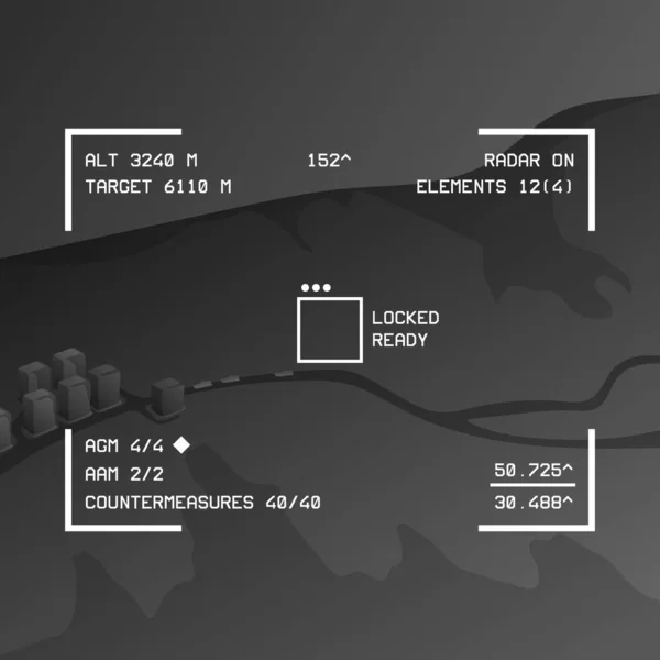 Interfaz Uav Combate Ficticio Con Visualizador Térmico — Vector de stock