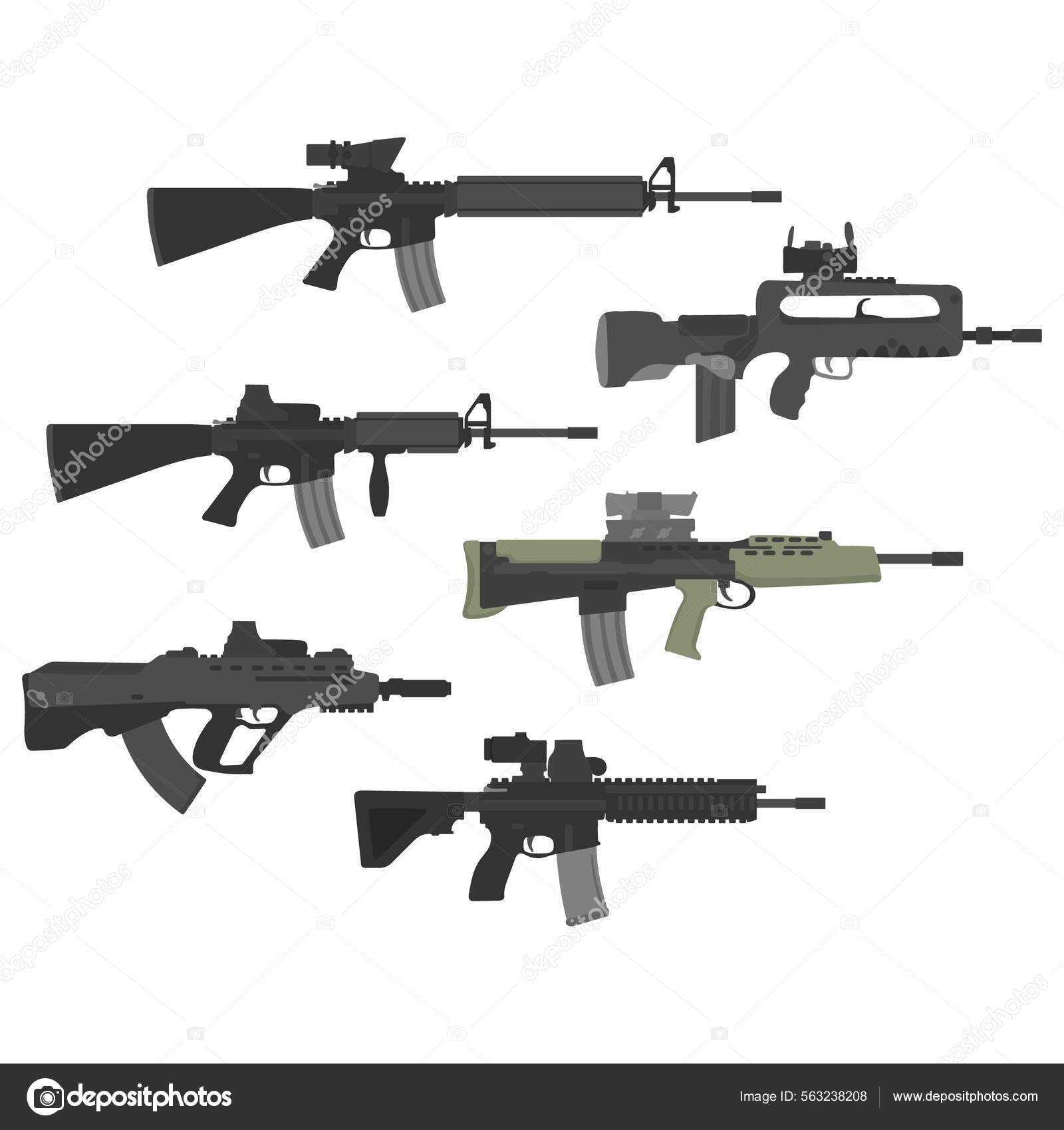 Set Modern Assault Rifles Carbines M16A4 M4A1 Malyuk Famas L85A1 Stock