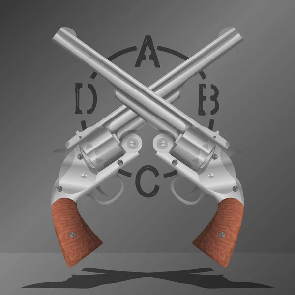 Realistický Kovbojský Revolver Zbraně Amerického Divokého Západu — Stockový vektor