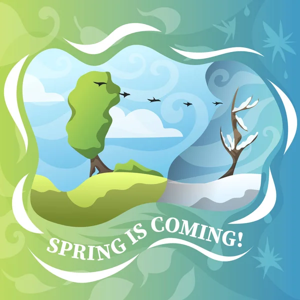 Spring Coming Festival Vector Illustration — Stock Vector