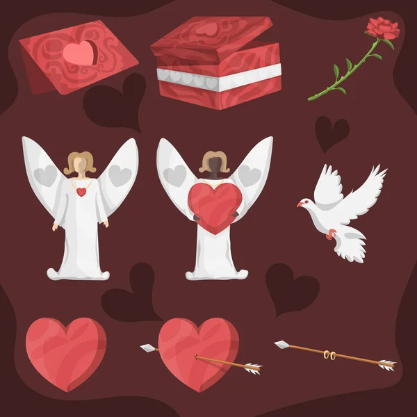 Набор Векторных Иллюстраций Дню Святого Валентина — стоковый вектор