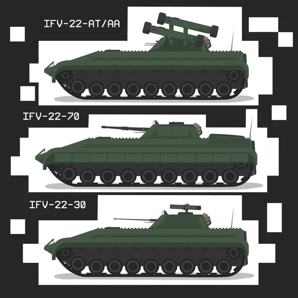 Ensemble Transport Mécanisé Des Forces Armées Set Ifv — Image vectorielle