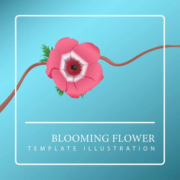 Vector Illustration Blooming Pink Red Flower Modern Minimalist Floral Template — Vector de stock