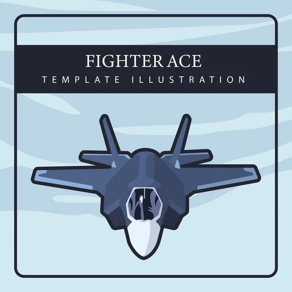 现代喷气式战斗机在空中有35枚闪电 带有文本的现代简单模板设计 — 图库矢量图片