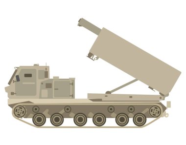 Isolated modern combat vehicle MLRS M270 HIMARS. Multiple launch rocket system. Military missile tactical artillery. clipart