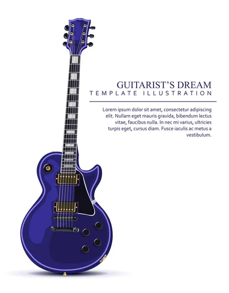 Gibson Lilac Luster Guitarra Elétrica Isolada Fundo Branco Design Modelo — Vetor de Stock