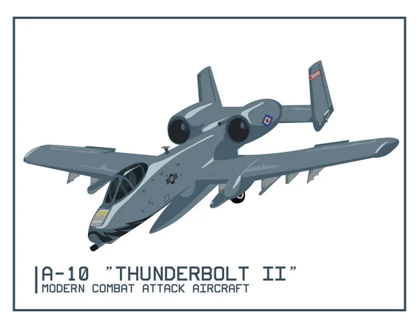 Modern Combat Subsonic Armored Jet Attack Aircraft Thunderbolt Isolated Combat — 图库矢量图片